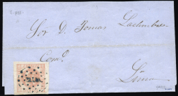 PERU. Ø 5 En Envuelta Circulada A Lima, El 10/2/1859. Mat. "PALMA". Marquilla Lamy. Rarísima. - Peru