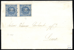 PERU. Ø 3(2) En Carta Completa Circulada A Lima El 9/1/1860. Mat. "PASCO". Marquilla Lamy. Rarísima. - Pérou