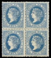 FILIPINAS. Derechos De Firma. 1865. 5 Pesos. Y Del Año 1867. 10 Escudos. Ambos En Bloques De 4, Nuevos.... - Revenue Stamps