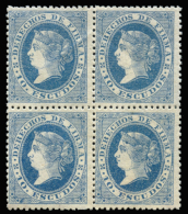 FILIPINAS. Derechos De Firma. 1865. 5 Pesos. Y Del Año 1867. 10 Escudos. Ambos En Bloques De 4, Nuevos.... - Fiscale Zegels