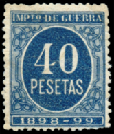 (*) Serie De Impuesto De Guerra De 11 Valores, Color Azul. Entre El 1 Y El 40 Ptas. Peso= 15 Gramos. - Fiscale Zegels