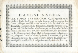 1754. Pasquín Anunciando La Salida De Un Correo Extraordinario Que Saldrá Del Oficio Del Correo De... - Autres & Non Classés