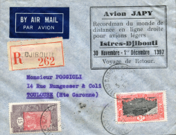 Lote De 6 Sobres Circulados Por Primeros Vuelos, Todos De Djibouti. Hay Muy Raros. Peso= 20 Gramos. - Other & Unclassified