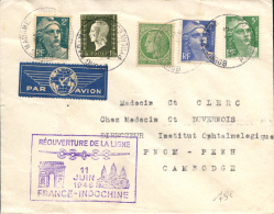 Lote De 9 Cartas Con Marcas De Primeros Vuelos De Francia, Entre Los Años 1947 Y 1955. Peso= 50 Gramos. - Other & Unclassified