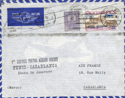 TÚNEZ FRANCÉS. Carta Circulada Primer Vuelo Túnez - Casablanca. Año 1938. Cat. Muller... - Andere & Zonder Classificatie