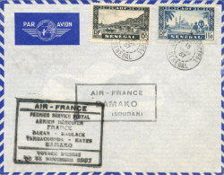 SENEGAL. Carta Circulada Primer Vuelo Dakar - Bamako En Sudán. Año 1937. Cat. Muller 49. Peso= 15... - Andere & Zonder Classificatie