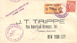 PANAMÁ. Carta Circulada Primer Vuelo Colón - Estados Unidos, Año 1929. Vuelo De Lindbergh.... - Andere & Zonder Classificatie