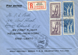 FINLANDIA. Carta Circulada Primer Vuelo Helsinki - New York, Año 1947. No Reseñado En Cat. Muller.... - Andere & Zonder Classificatie