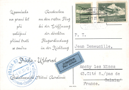 CHECOSLOVAQUIA. Tarjeta Postal Ilustrada Circulada Primer Vuelo Praga - Uzhorod. Año 1935. Cat. Muller 85.... - Other & Unclassified