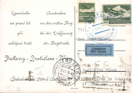 CHECOSLOVAQUIA. Tarjeta Postal Ilustrada Circulada Primer Vuelo Piestany - Bratislava - Viena, El Año 1935.... - Andere & Zonder Classificatie