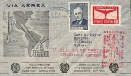 ARGENTINA. Marca De Primer Vuelo Buenos Aires A New York, Ida Y Vuelta. Año 1946. Muller 131. Vuelo No... - Andere & Zonder Classificatie