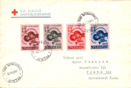SERBIA. Ocupación Alemana. Tema Cruz Roja. Miche 54/57 En Carta Circulada A Praga, El 6/12/1941 (no Es... - Serbia