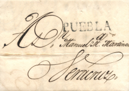 MÉXICO. Carta Circulada De Puebla A Veracruz, El 2/1/1829. Marca Lineal En Negro "PUEBLA". Peso= 15 Gramos. - Mexico