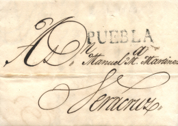 MÉXICO. Carta Circulada De Puebla A Veracruz, El 2/1/1829. Marca Lineal En Negro "PUEBLA". Peso= 15 Gramos. - Mexique