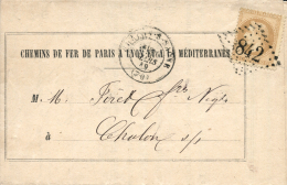 FRANCIA. Impreso Del Ferrocarril Circulado Por El Correo, En 1869. Curioso. Peso= 15 Gramos. - Other & Unclassified