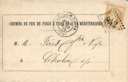 FRANCIA. Impreso Del Ferrocarril Circulado Por El Correo, En 1869. Curioso. Peso= 15 Gramos. - Autres & Non Classés