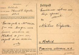 Tarjeta Circulada Por Feldpost (13704) A Madrid, El 23/8/43. Peso= 15 Gramos. - Brieven En Documenten