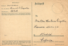 Tarjeta Circulada Por Feldpost (13704) A Madrid, El 12/8/43. Peso= 15 Gramos. - Covers & Documents