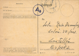 Tarjeta Circulada Por Feldpost A Castellón, El 17/7/43. Peso= 15 Gramos. - Covers & Documents