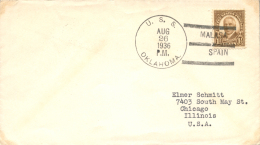 1936. Sobre Con Mat. "U.S.S. Oklahoma - Málaga - Spain". Raro. Peso= 15 Gramos. - Covers & Documents