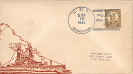 1936. Sobre Con Mat. "U.S.S. Drayton - Genoa / Italy". Raro. Peso= 15 Gramos. - Covers & Documents