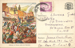 Tarjeta Postal De Campaña "Defensa De Girona", Circulada En El Frente. Rarísima. Peso= 15 Gramos. - Covers & Documents