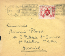 1937. Carta De Madrid A El Escorial. Con Viñeta Del S.R.I. Como Franqueo Exclusivo. Peso= 15 Gramos. - Covers & Documents