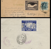 2 Cartas Circuladas Con Viñetas, Una De La 1ª Expo Filatélica De Canarias, Año 1949.... - Covers & Documents