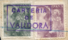 Ø 923 Y 925 En Pequeño Fragmento De Carta, Con Rara Marca De Cartería "CARTERÍA DE... - Covers & Documents