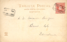 243 En T.P. A Barcelona, El Año 1906. Mat. Cartería ESCORIAL DE ABAJO. Tema Monasterios. Peso= 15... - Covers & Documents