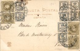 173(8) Y 241(4) En Tarjeta Circulada A París. Peso= 15 Gramos. - Covers & Documents