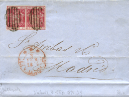 24 (2, Doble Porte) En Carta Circulada De Valencia A Madrid. Mat. Parrilla Y Baeza. Año 1854. Peso= 15... - Covers & Documents