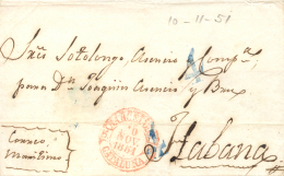 Envuelta Circulada De Barcelona A La Habana, El Año 1851. Peso= 15 Gramos. - Covers & Documents