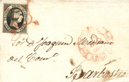 6. 1851 (10 DIC). FRAGA A Barbastro. Precioso Frontal Con Matasellos Araña Roja De Lujo. Peso= 15 Gramos. - Covers & Documents