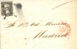 1A (tipo 22) En Carta Circulada De Murcia A Madrid, El 2/12/1850. Peso= 15 Gramos. - Covers & Documents
