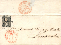 1A. En Carta De A Coruña A Pontevedra, El 15/7/1850. Peso= 15 Gramos. - Covers & Documents