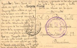 T.P. Circulada A Barcelona, En 1923. Marca De Franquicia "REGIMIENTO INFANTERÍA BADAJOZ Nº 73 - 1 BON.... - Covers & Documents
