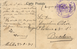 T.P. De Melilla A Barcelona. Año 1909. Marca De Franquicia "Batallón Cazadores De Estella". Peso= 15... - Covers & Documents