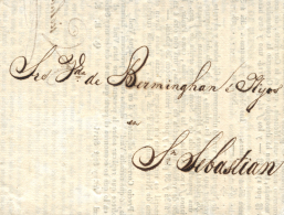 D.P. 11. 1820. Carta De Ámsterdam A San Sebastián. Encaminada Hasta Bilbao Por "Viuda De Ibirri Y... - Brieven En Documenten