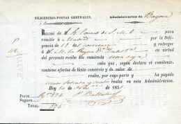 1851. Diligencias Posta General. Cónsul De S.M Para Entregar A La Reina 1 Caja. Raro. Peso= 15 Gramos. - Lettres & Documents
