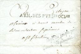 1795. Carta De Bayona A San Sebastián. Marca "AMR. DES PYREES OCLES". Marca Tizón VII-26 Y VII-30. No... - War Stamps