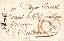 D.P. 28. 1798. Carta De Palma De Mallorca A Cartagena. Marca "MA/LLOR/CA" (P.E. 8). Rara. Peso= 15 Gramos. - ...-1850 Prephilately