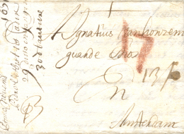 D.P. 26. 1671. Carta De Cádiz A Ámsterdam. Portes Manuscritos "13" En Tinta De Escribir Y "17" En... - ...-1850 Prephilately