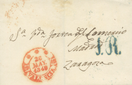 D.P. 19. 1849. Carta Circulada De Valencia A Madrid Vía Zaragoza. Peso= 15 Gramos. - ...-1850 Prephilately