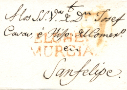 D.P .19. S/f. Envuelta De Elche A San Felipe. Marca Y Porteo '7' En Rojo. Peso= 15 Gramos. - ...-1850 Prephilately