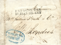 D.P. 16. 1830. Carta De La Coruña A Londres. Marca En Azul GALICIA/CORUÑA. Peso= 15 Gramos. - ...-1850 Prephilately