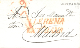 D.P. 13. 1838. Carta De Llerena A Madrid. Marca P.E. 3. Porteo 7. Peso= 15 Gramos. - ...-1850 Prephilately