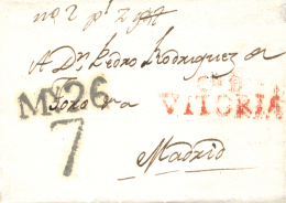 D.P. 10. 1823. VITORIA A Madrid. Marca CD DE/ VITORIA (PE 20). Muy Rara. Peso= 15 Gramos. - ...-1850 Prephilately