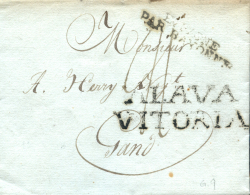 D.P. 10. 1809. VITORIA A Gand (Bélgica). Marca ALAVA/ VITORIA (PE 14). Muy Bonita Y Rara Peso= 15 Gramos. - ...-1850 Préphilatélie
