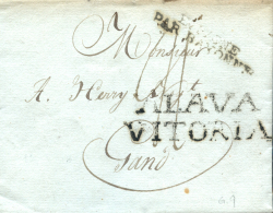 D.P. 10. 1809. VITORIA A Gand (Bélgica). Marca ALAVA/ VITORIA (PE 14). Muy Bonita Y Rara Peso= 15 Gramos. - ...-1850 Vorphilatelie